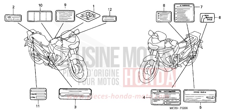 CAUTION LABEL for Transalp 650 BLACK (NH1) from 2005